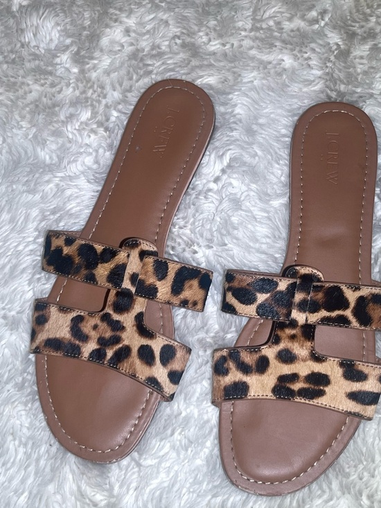 J. Crew Shoes - J. Crew Leopard Print Slide Sandals - Brown size 10